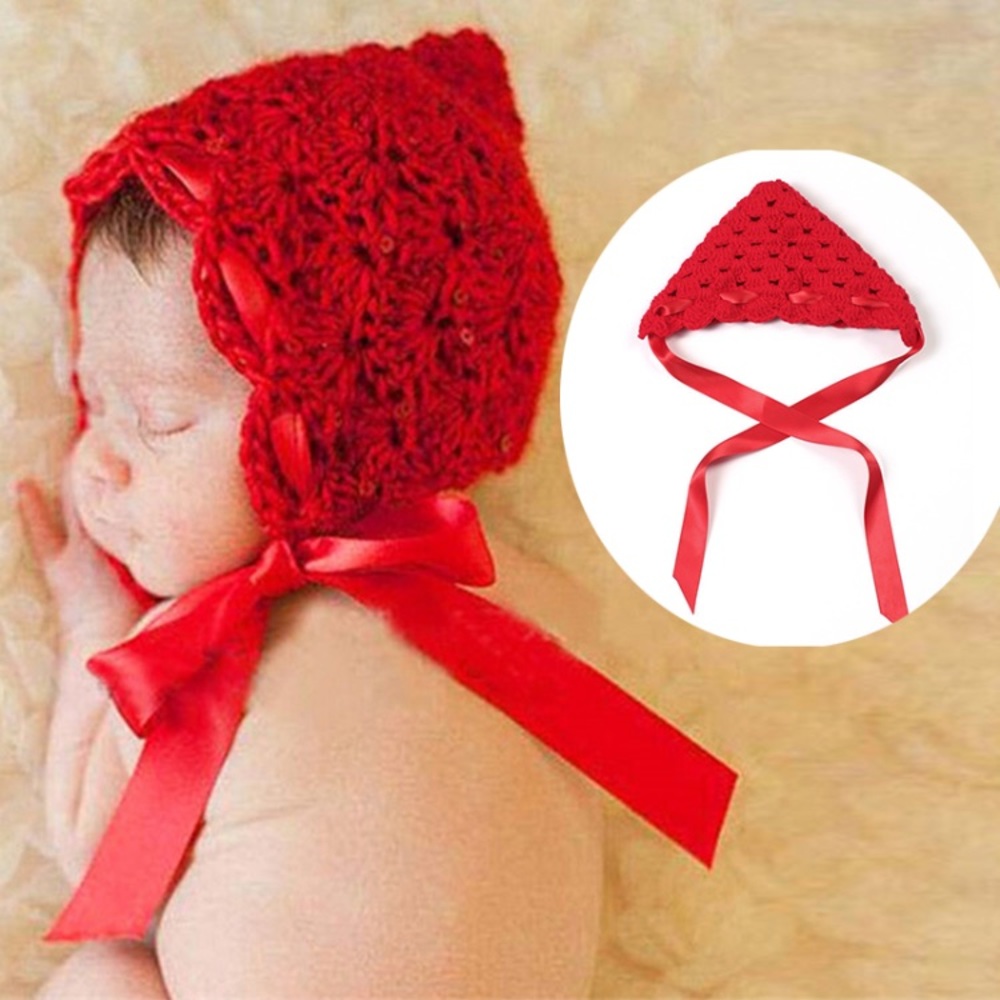 Red Riding Hood Crochet Bonnet Photo Prop Costume